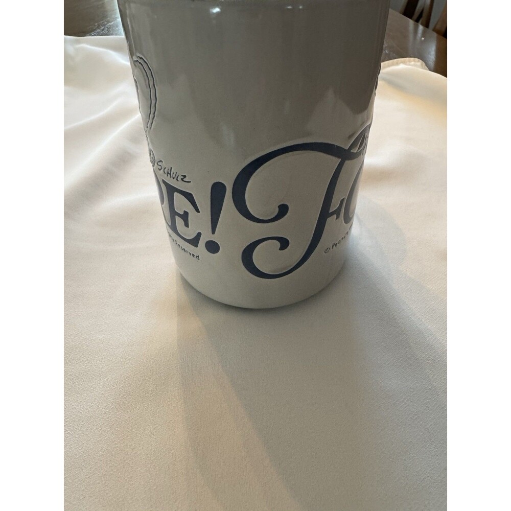 Peanuts Snoopy Hope 12oz Gray Ceramic Coffee Mug, Blue Interior, MW Safe